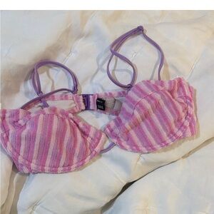 Triangl Swimwear Pink and Purple Striped Bikini Top
